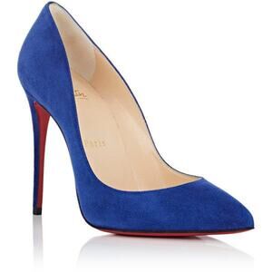 Christian Louboutin Pigalle Follies 100 Pumps Blue Suede Stiletto Heels 40/10